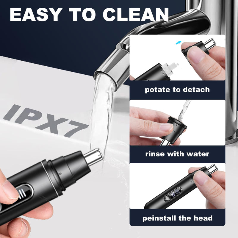 Ear and Nose Hair Trimmer for Men Women–2024 Nose Hair Trimmers Clipper Pro-14,000 RPM Motor with LED Display, Type C Rechargeable Ear Hair Trimmer with Dual Edge Blades, IPX7 Waterproof O001