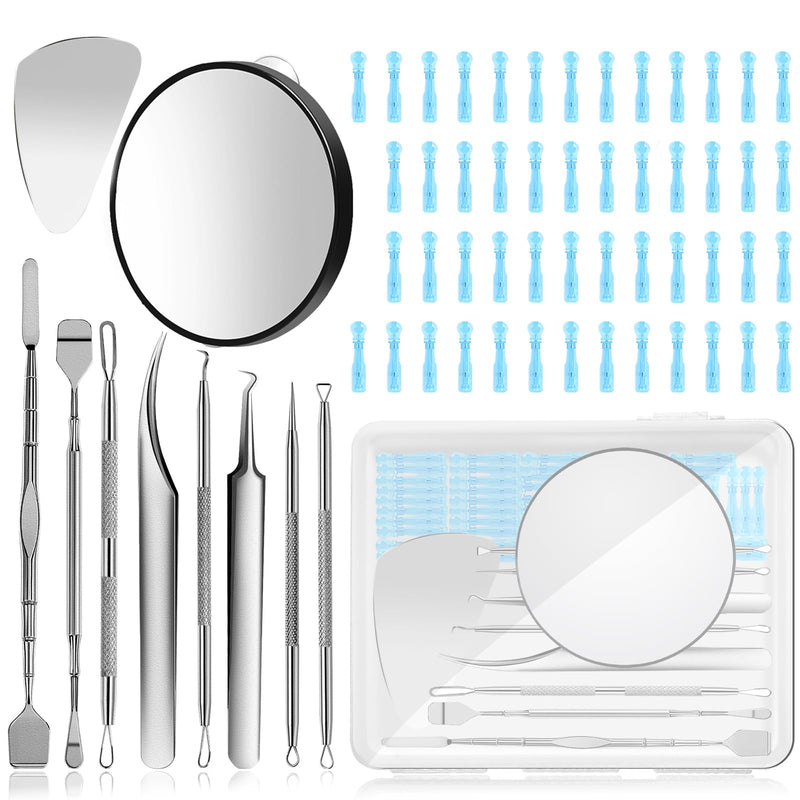 60PCS Dual Heads Blackhead Remover, Pimple Comedone Extractor, Acne Whitehead Blemish Removal Kit, Premium Stainless Steel Pimple Popper Tool kit, Risk Free for Face Skin, with Portable Box