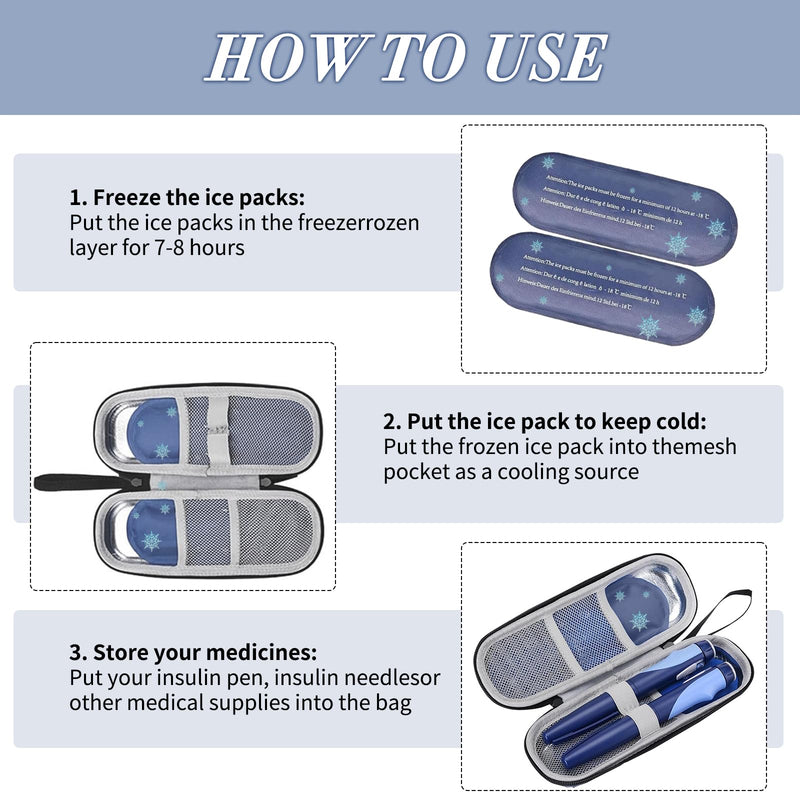 [Australia] - Insulin pen bag for on the go, diabetic bag space for insulin pens and more, diabetes bag ideal for insulin pen, insulin syringes, medication, medical, blue 