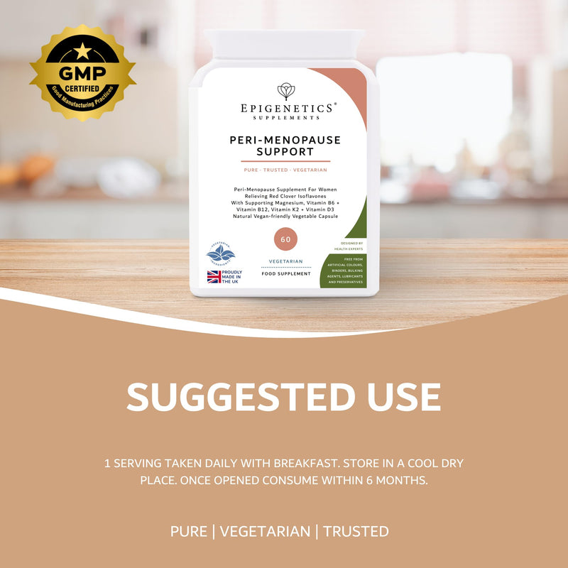 Peri-Menopause Support | Red Clover Isoflavones 200mg | with Magnesium, Vitamin B6, B12, K2 & D3 | Daily Women's Supplement | No Added Fillers or Additives | 60 Vegetable Capsules | UK Made