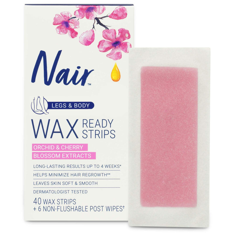 [Australia] - Nair Hair Remover Wax Ready Strips, Legs and Body Hair Removal Wax Strips, 40 Count, 3 Pack 40 Count (Pack of 3) 