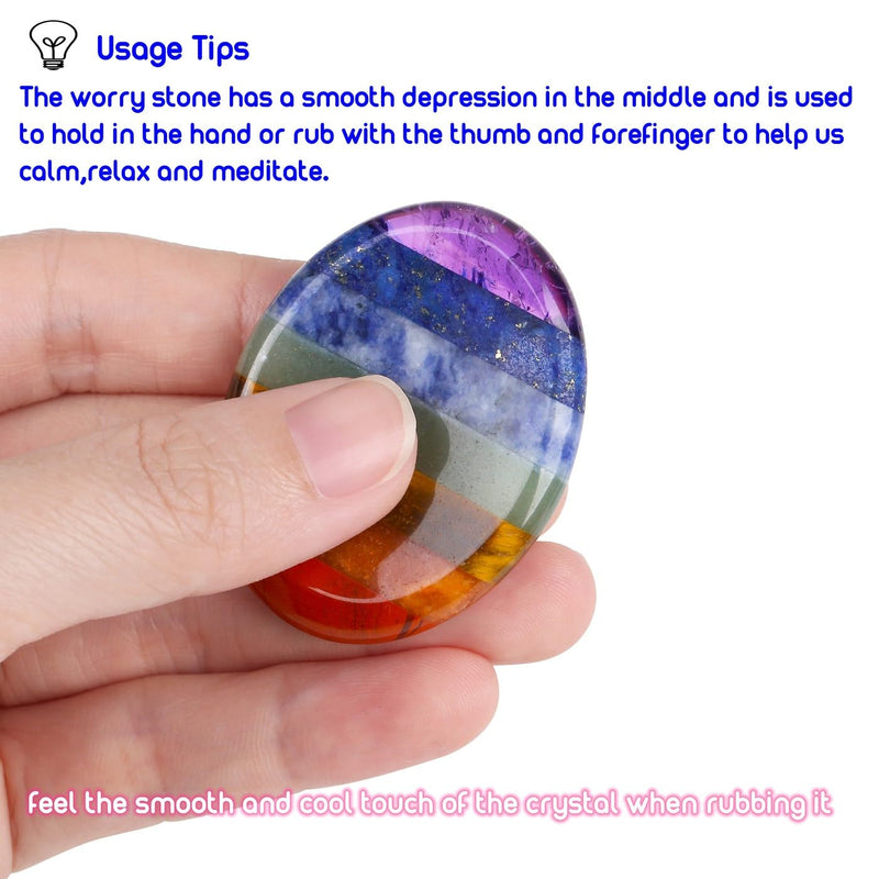 [Australia] - XIANNVXI Chakra Crystals Stones Crystal Worry Stones Thumb Gemstones Healing Stones Naturally Polished Oval Palm Pocket Stone Anxiety Stress Relief Meditation A-chakra 