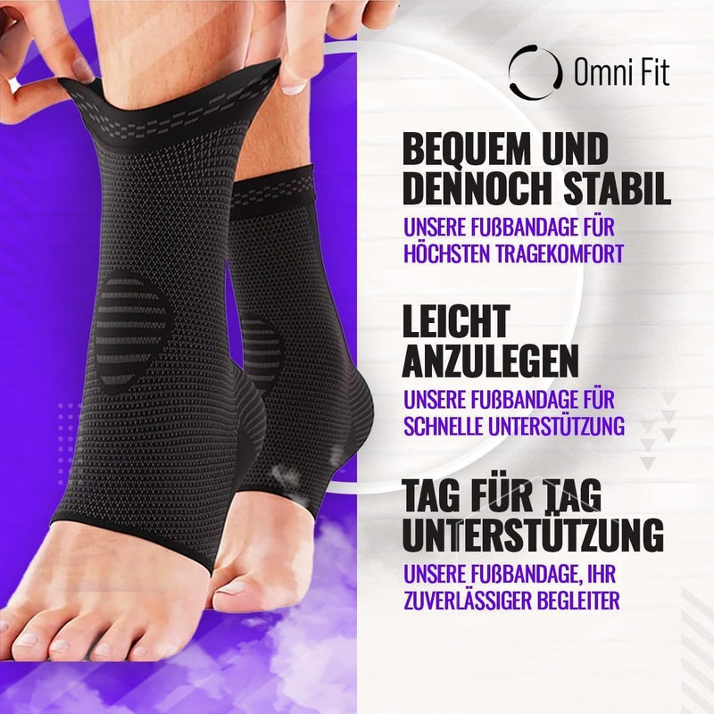 [Australia] - Omni Fit ankle support (1 piece) Maximum comfort, no sweating, no restrictions - for sports, arthritis, plantar fasciitis & more. For long-lasting relief and full freedom of movement. L Black 
