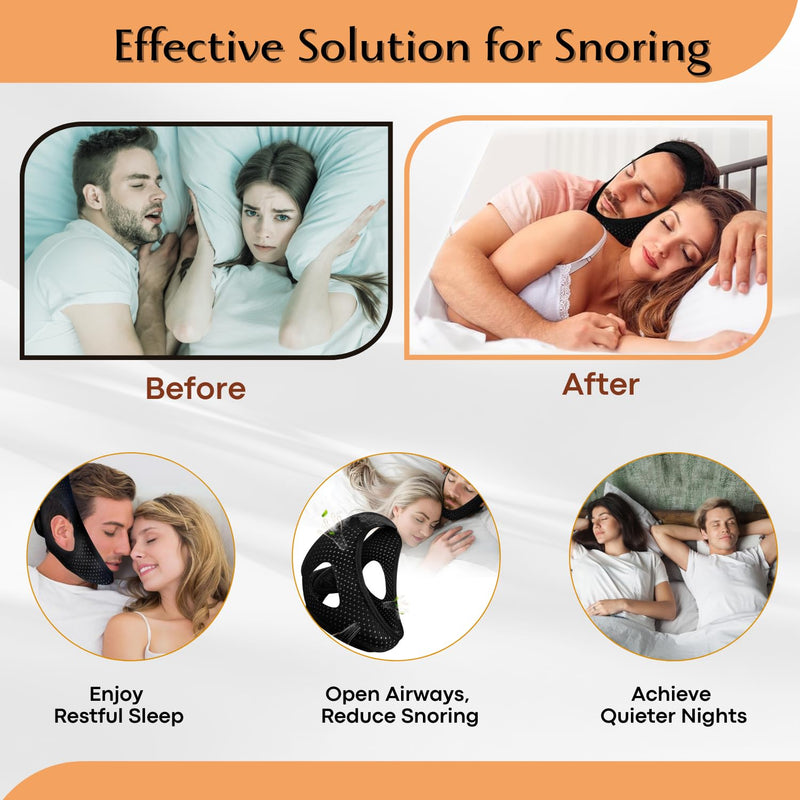 [Australia] - Adjustable Chin Strap for Snoring Relief, Anti-Snoring Chin Strap for Men and Women, Breathable and Skin-Friendly, Comfortable Chin Strap to Improve Sleep Quality and Reduce Snoring 