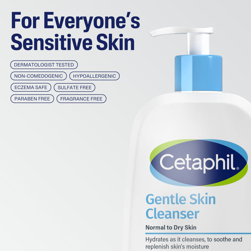 Cetaphil Gentle Cleanser, Hydrating Face Wash, Sensitive Skin, 4 fl oz, 3 ct Unscented 4 Fl Oz (Pack of 3)