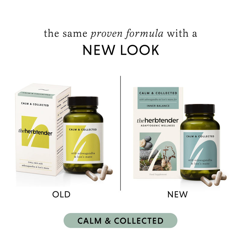 Ashwagandha & Lion’s Mane Supplement – Calm & Collected 60 Capsule Jar - Ashwagandha Capsules High Strength - Lion’s Mane Capsules - Natural Stress & Anxiety Support - Calming Tablets for Adults