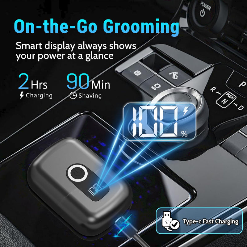 [Australia] - Electric Foil Shavers for Men: Mini Electric Razor, Foil Shaver for Face, IPX7 Waterproof Wet Dry Cordless Razor with 3 Floating Blades, LED Display, USB-C Fast Rechargeable for Travel & Home Grey 
