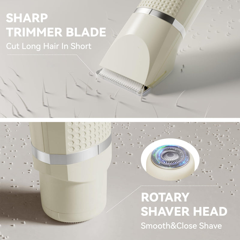 [Australia] - 3-in-1 Electric Razor for Women - Waterproof Bikini Trimmer,Rechargeable Electric Shaver for Lady,Pubic Hair Trimmer Women,Personal Trimmer Groomer for Body Hair (Cream, LY) Cream 