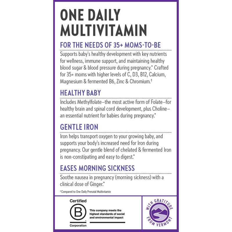 [Australia] - New Chapter Prenatal Vitamins, One Daily Prenatal Multivitamin Enhanced for Age 35+ with Methylfolate + Choline for Healthy Mom & Baby, Gluten Free & Non-GMO- 30 ct 30 Count (Pack of 1) 