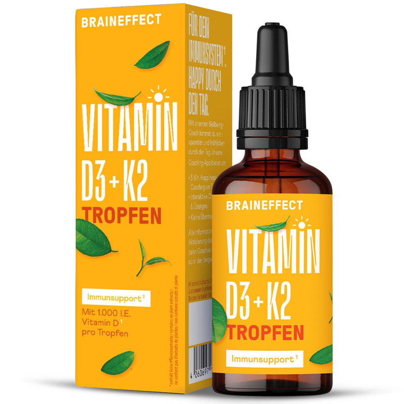 [Australia] - BRAINEFFECT Vitamin D3 K2 drops (50 ml) High-dose drops in MCT oil for a stronger effect - cover 500% of the daily requirement, 17 month supply (tasteless) Neutral 50 ml (pack of 1) 