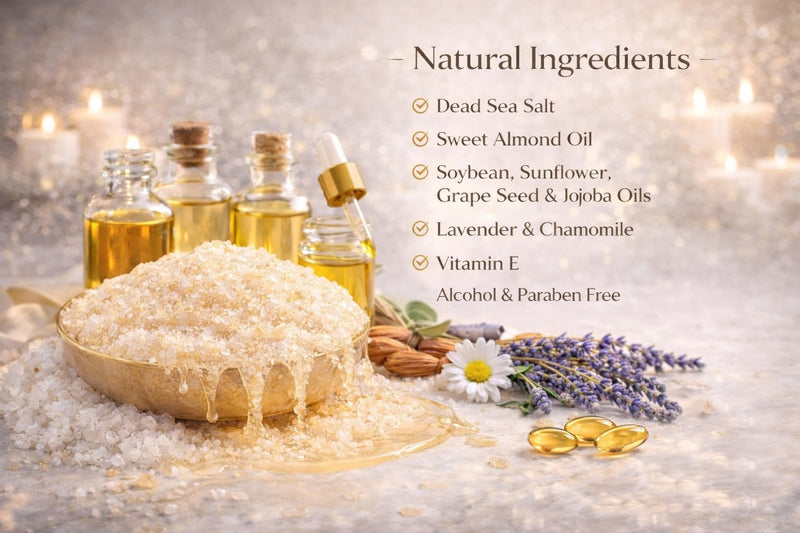 Sea Cure Dead Sea Salt Body Scrub – 400g (14.1 oz) – Natural Mineral Exfoliating Body Scrub for Face & Body with Lavender Extract, Sweet Almond Oil, Chamomile & Vitamin E – Made in Jordan