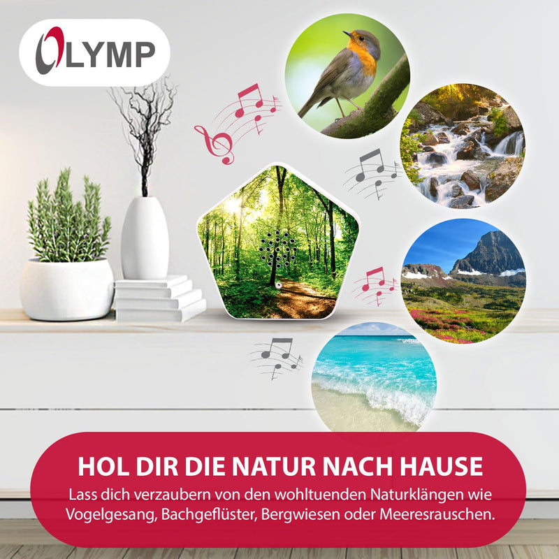 [Australia] - Olymp Sounds of Nature Box | Natural sounds for relaxation & peace | Soundbox with bird song, whispering streams, mountain meadows, the sound of the sea | Music box with motion sensor & individual volume control 