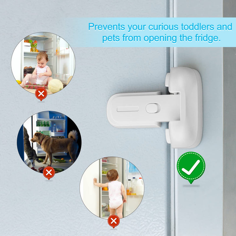 [Australia] - CLYMENE Refrigerator Fridge Freezer Door Lock for Kids, Child Proof Refrigerator Latch Lock to Keep Door Closed, No Tools Required and Easy Installation (White) White 