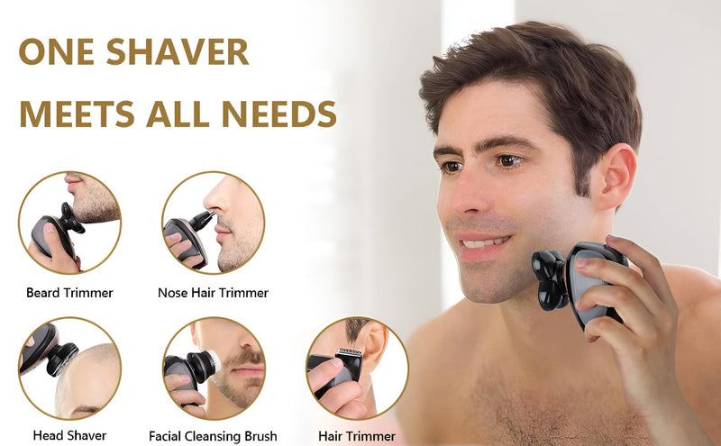 [Australia] - Five in one Razor USB Charging Cable, Instruction Manual, Cleaning Brush, Silicone Head, Barber Head, face wash Head, Nose Hair Device, Shaver 5 Knife Head, Limit Comb 