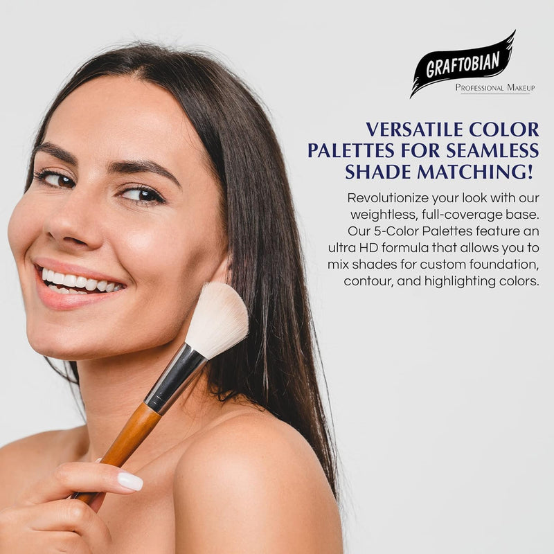 [Australia] - Graftobian HD Glamour Crème Foundation Palette (Warm #2) - High Definition 5 Color Makeup Palette, Cream Based Foundation Concealer and Contour Palette, Full Coverage - Medium Warm Skin Shades Warm #2 