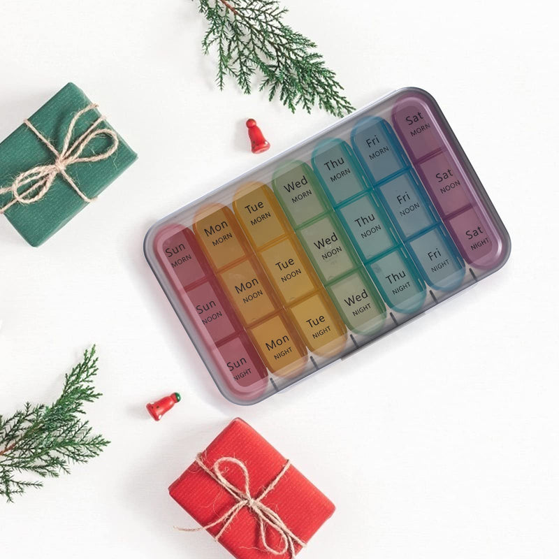 [Australia] - ASprink Pill Organizer 3 Times a Day - Weekly Pill Organizer 3 Times a Day - Large Pill Box 7 Day Medicine Organizer Pill Case, Pill Box Organizer Container, Daily Pill Box 3 Times a Day for Vitamins Black 