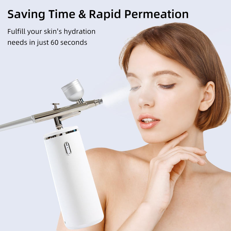 [Australia] - Microtree Nano Facial Steamer - Rechargeable & Portable High Pressure Face Oxygen Sprayer Machine, 0.3mm Nozzle Micro Mist Skin Hydrator, Essential Water Infusion Facial Spa Treatment, White 
