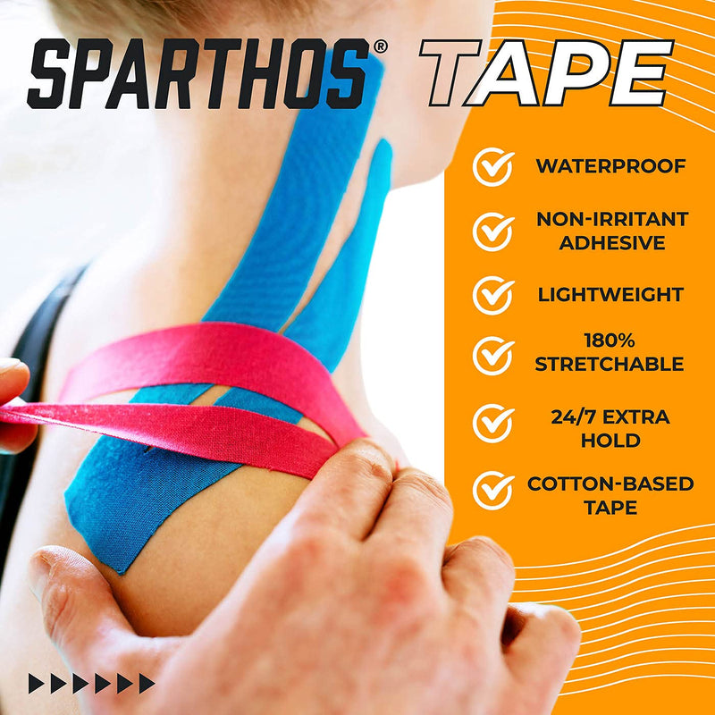 Sparthos Tape Kinesiology Tape (Pack of 2) - Incredible Support for Athletic Sports and Recovery - Free Kinesio Taping Guide! - Wrap Neck Body Pain Skin Strips Rock Medical - Uncut (2X Wild Pink)