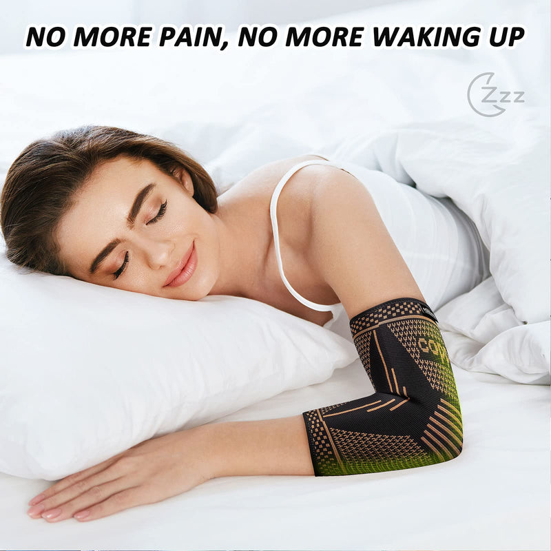 [Australia] - Copper Elbow Brace Compression Sleeve for Pain Relief Men & Women, Arm Support Sleeves Forearm Pain Relief Pads Braces for Tendonitis, Tennis & Golfers Elbow Treatment, Arthritis, Weight lifting Medium Black 