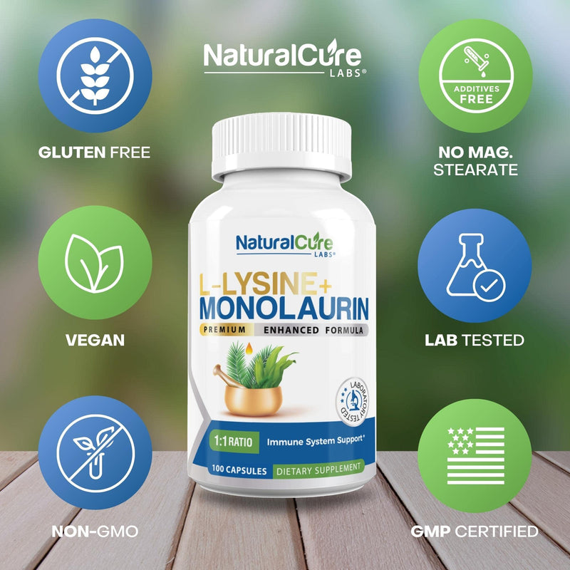 [Australia] - L-Lysine + Monolaurin 600mg 1:1 Ratio, 100 Capsules 100 Count (Pack of 1) 