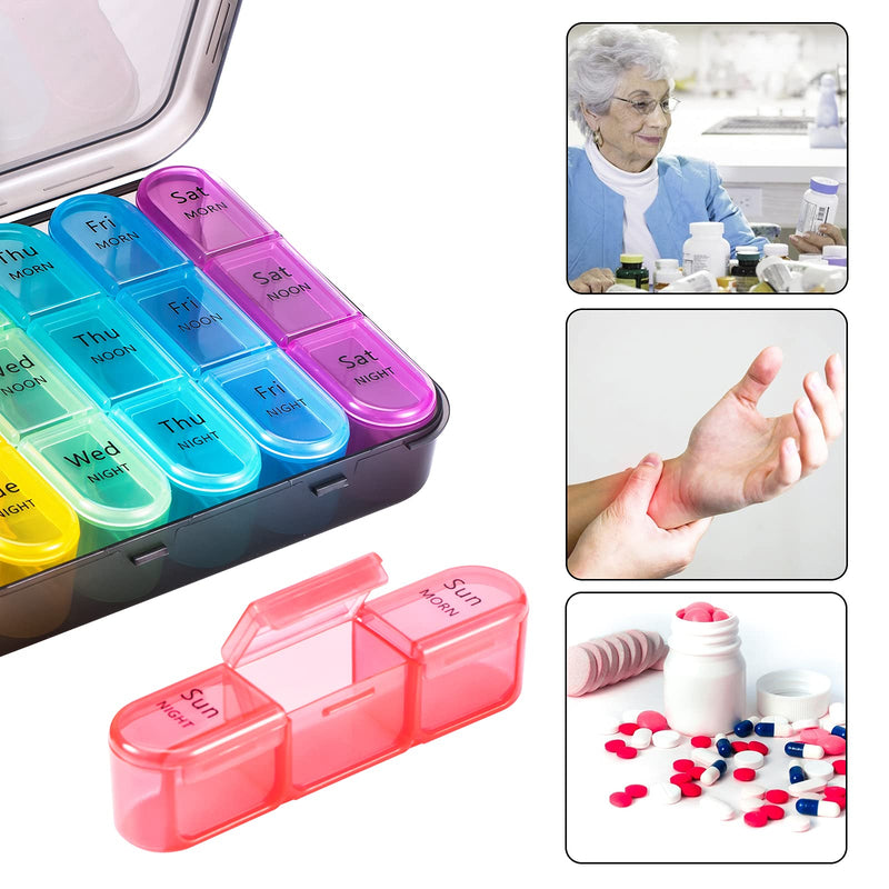 [Australia] - ASprink Pill Organizer 3 Times a Day - Weekly Pill Organizer 3 Times a Day - Large Pill Box 7 Day Medicine Organizer Pill Case, Pill Box Organizer Container, Daily Pill Box 3 Times a Day for Vitamins Black 