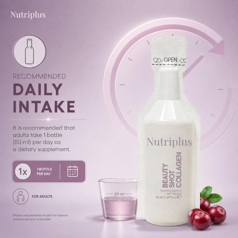 FARMASi Nutriplus Beauty Shot Collagen, Cranberry Flavor, 1.69 fl oz | Type I and III Collagen with Hyaluronic Acid Coenzyme Q10 Biotin and Vitamins, Sugar Free Liquid Supplement, 12 pieces
