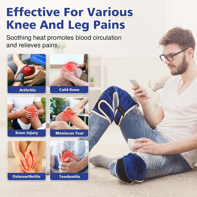 JOBYNA 2PCS Heating Pad for Knee Pain Relief, 30s Fast Heat Knee Wraps Heating Pads with Auto Shut Off, 86-158℉ Heat Level, Deep-Penetrating Heated Knee Brace for Knee Joint Pain Relief