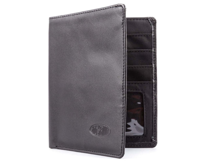 Big Skinny Leather Traveler Slim Wallet, Holds Up to 20 Cards and 4 Passports Black