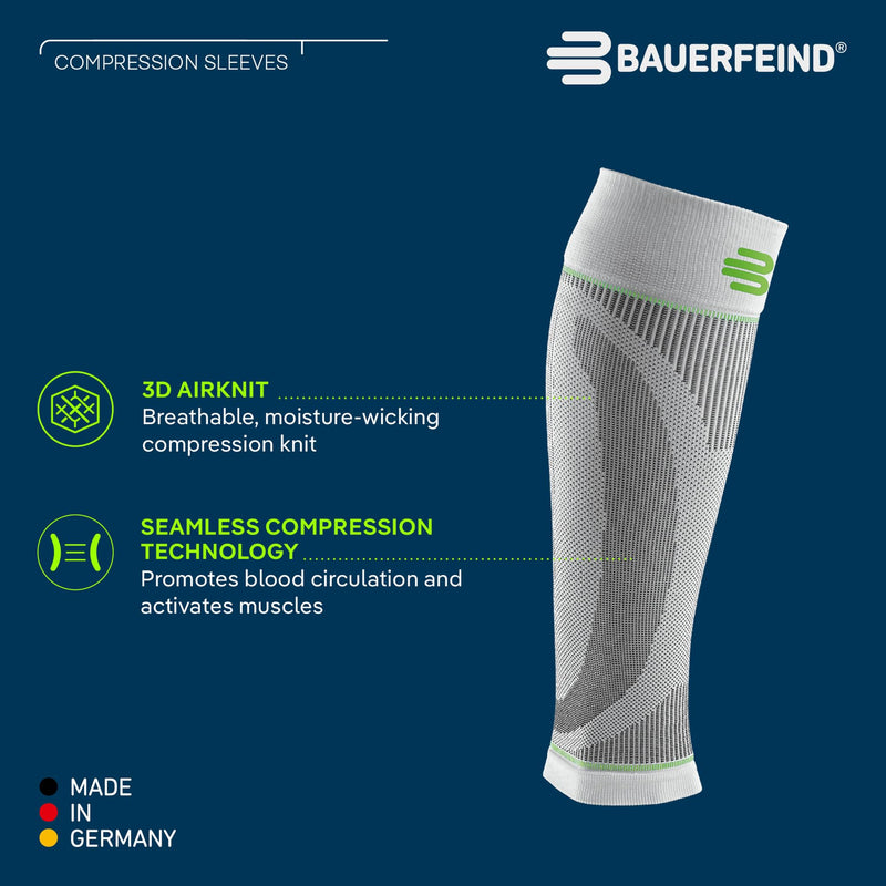 [Australia] - Bauerfeind Sports Compression Lower Leg Calf Sleeves (1 Pair) - Gradient Compression for Improved Blood Circulation in Legs - Air Knit Fabric Breathable, Durable, Washable (Black, Medium/Short) 