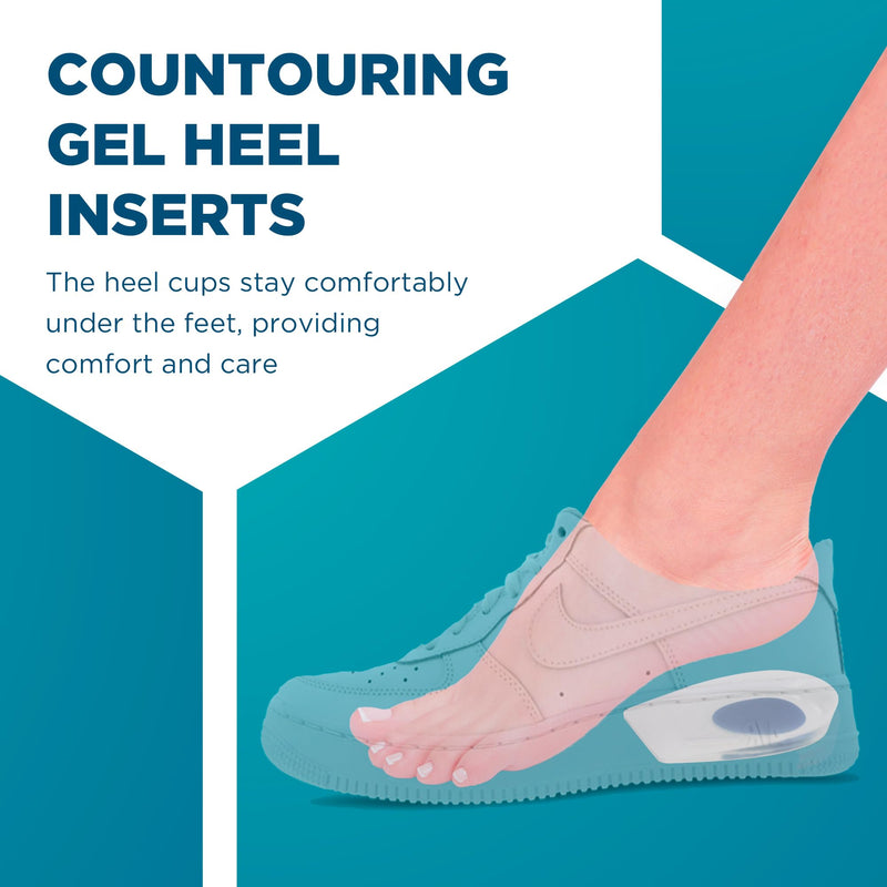 [Australia] - Gel Silicone Heel Cups/Pads - 2 Pack Heel Lifts for Achilles Tendonitis, Shoe Wedge Inserts for Plantar Fasciitis, Sore Heel, Bone Spur, Foot Pain Relief Support, Comfort Cushion Insoles for Women/Men 1 Pair Blue Size M (Men 4.5-9.5, Women 6-11) 