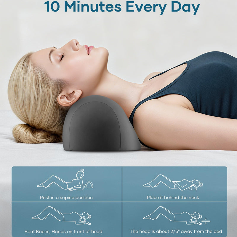 [Australia] - Small Cervical Neck Pillow,Neck Stretcher,Precisely Engineered for Neck Pain Relief,Odorless Memory Foam Pillow with Milk Silk Case,Therapeutic Neck Support Pillow for Back Sleepers Dark Gray 
