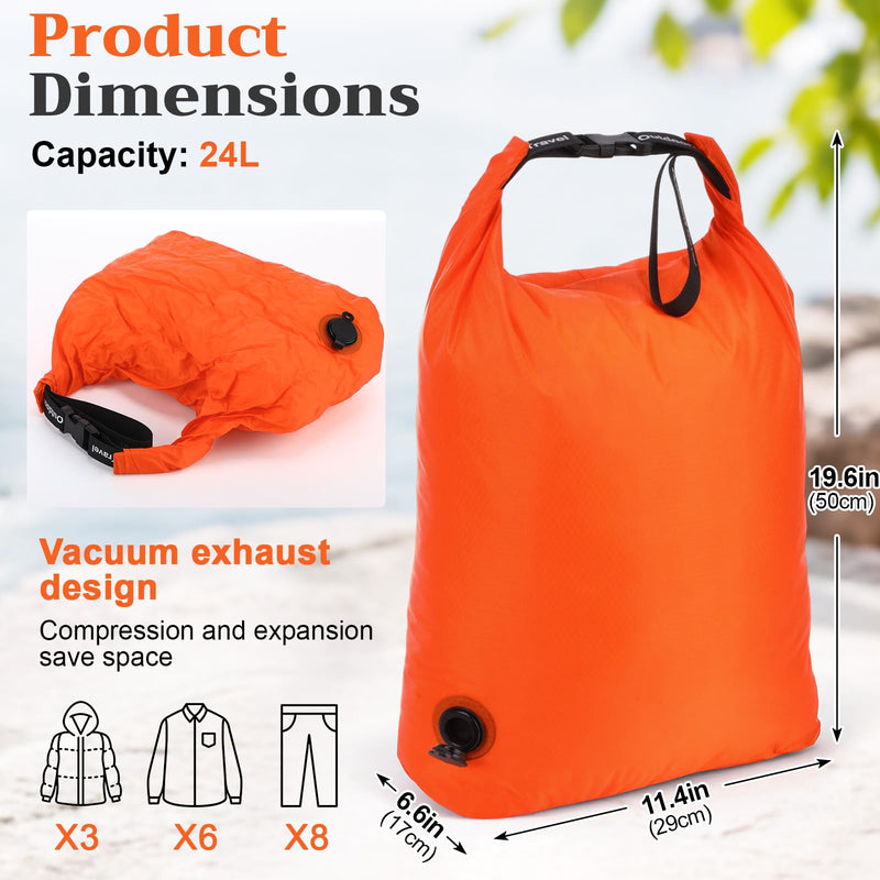 Hsei 2 Pcs Compression Travel Laundry Bag Pump-free Vacuum Compression Dirty Clothes Bag Waterproof Wet Dry Bags Reusable Space-saving Camp Clothes Storage Organizer for Camping Swimming Gym Dorm