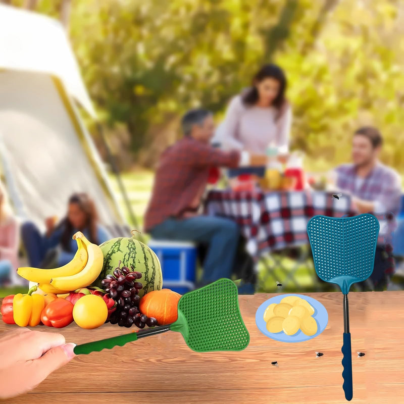 [Australia] - Telescopic Fly Swatter, Jakeloo 3 Pack Fly Swatter for Indoors Plastic Flyswatter Heavy Duty with Stainless Steel Telescopic Handle Ideal for Summer Home/Indoor/Outdoor/Classroom/Office (Blue) Blue 