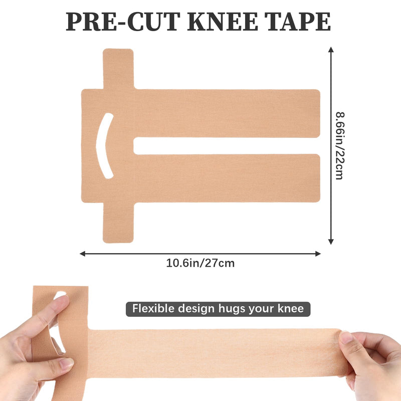 20PCS Kinesiology Tape for Knees, Precut Strips Knee Tape for Knee Stability & Support Waterproof Sports Tapes for Pain Relief Elastic Cotton Athletic Tapes Hypoallergenic Latex-Free, Beige