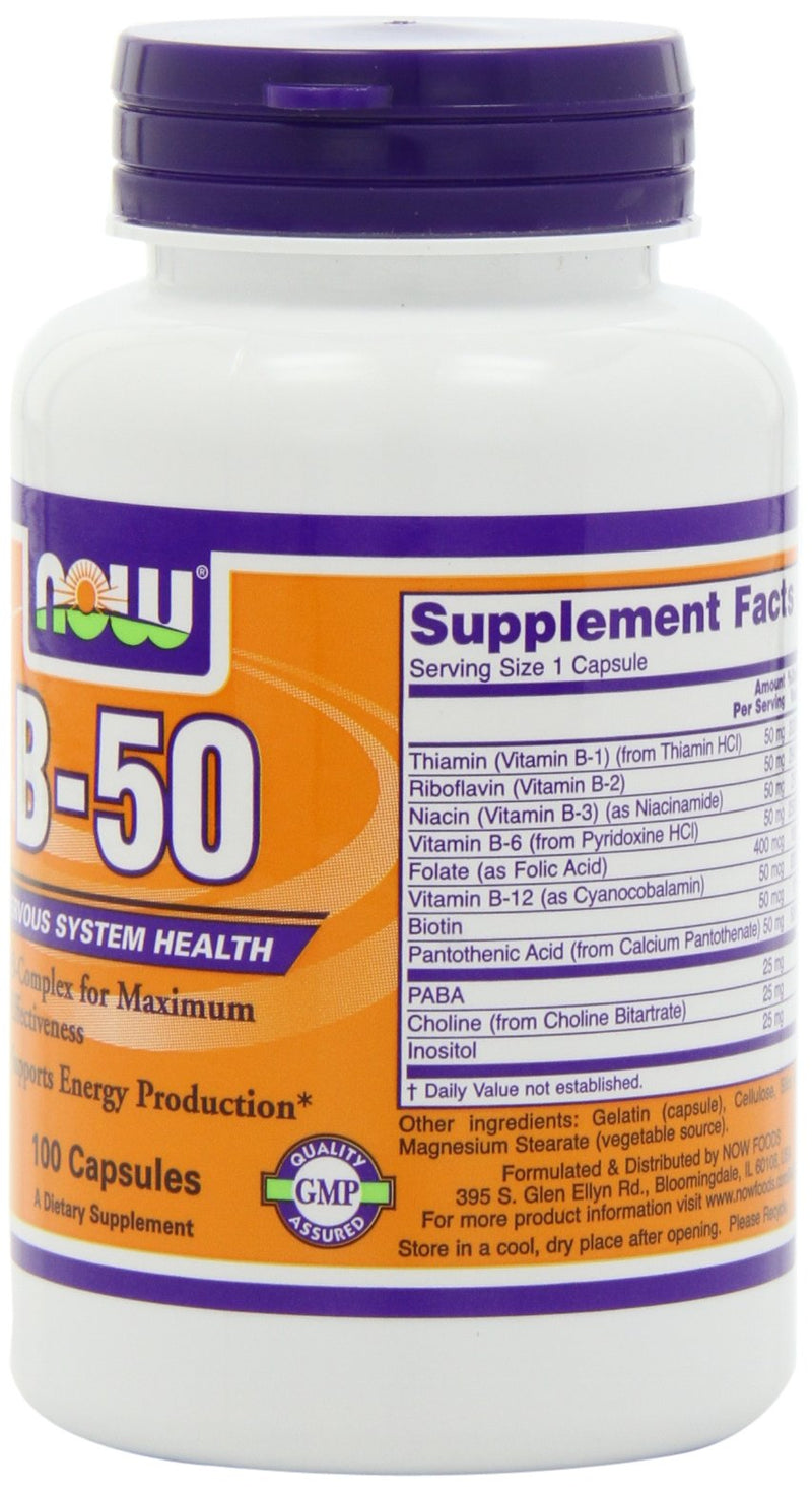 NOW B-50 Capsules, 100 Capsules (Pack of 2)