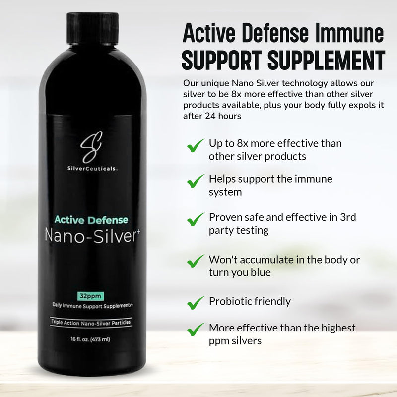 [Australia] - Colloidal Silver w/Nano Technology - 32ppm 16oz - 8X More Effective - Natural Immune Support - Save The Sick Days - Ages 5 & Up - Outperforms Higher PPM Silvers - No Taste & Smell - 3rd Party Tested 16 Fl Oz (Pack of 1) 