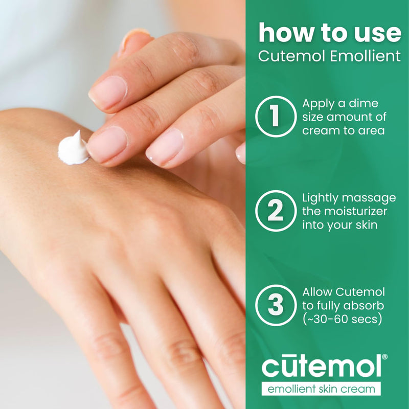 Cutemol Emollient Moisturizing Cream - Serious Moisturizer Lotion Balm for Recovering Dry, Damaged Skin - Hydration for Cracked Hands and Feet, Eczema, Psoriasis, and Raw Skin (2 oz) Emollient Moisturizing Cream - 2oz