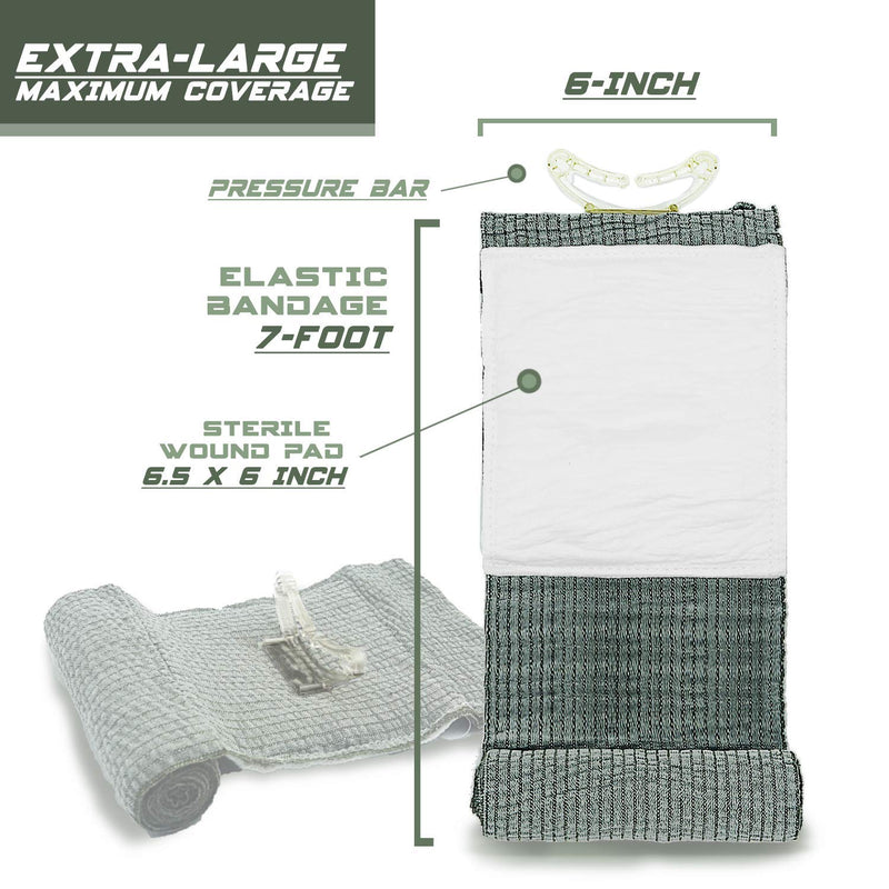 [Australia] - EVERLIT Israeli 6 Inch Emergency Bandage Compression Trauma Pressure Wound Dressing Sterile Vacuum-Sealed Packaging for Bleeding Control, Medical Trauma Kit, Gun Shot, First Aid IFAK 5 