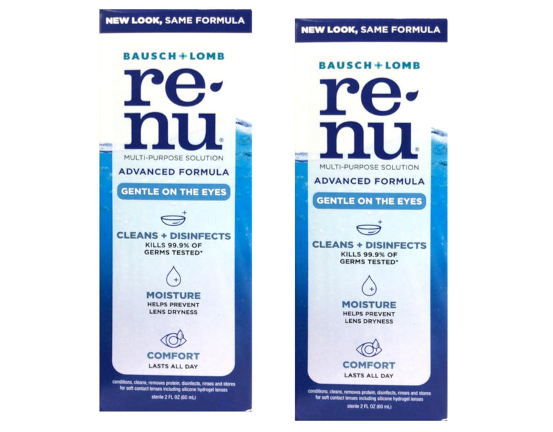 [Australia] - Renu Advanced Formula Multi-Purpose Solution, Gentle on Eyes, Cleans & Disinfects, Moisturizes for Comfort, Travel Size 2 fl oz (Pack of 2) 