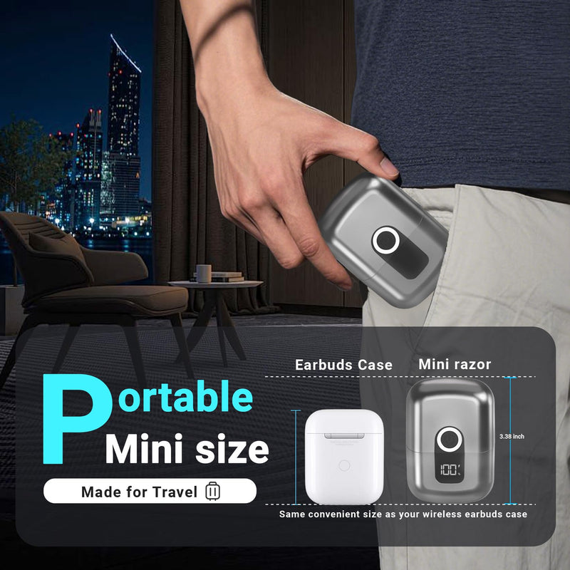 [Australia] - Electric Foil Shavers for Men: Mini Electric Razor, Foil Shaver for Face, IPX7 Waterproof Wet Dry Cordless Razor with 3 Floating Blades, LED Display, USB-C Fast Rechargeable for Travel & Home Grey 