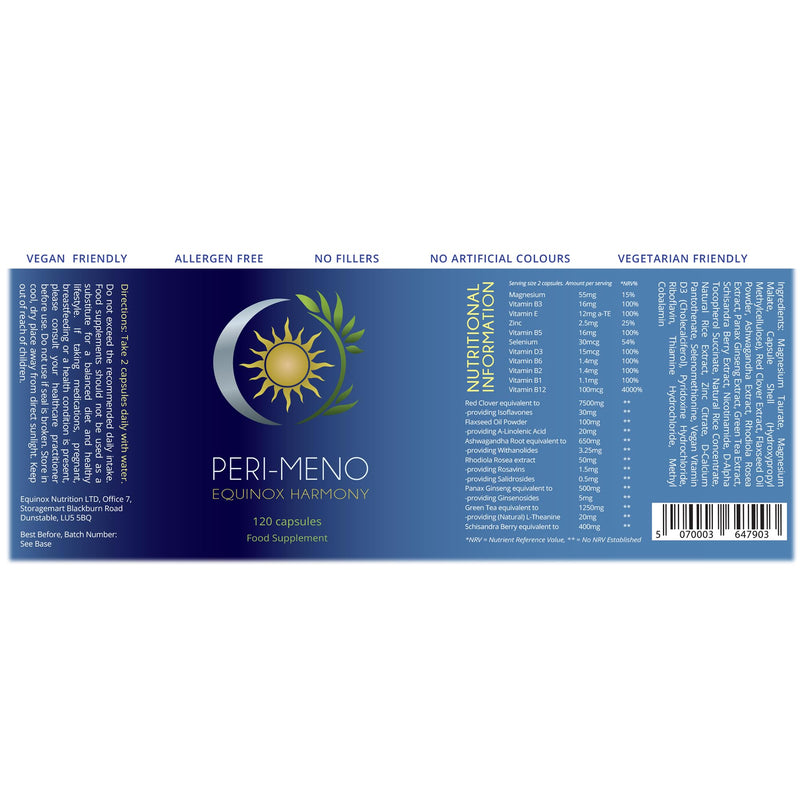 Nutrition Peri-Meno Harmony Peri Menopause 120 Capsules – Natural Hormonal Balance & Energy Support, 2-Month Supply