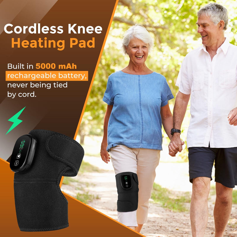 Knee Massager with Heat and Red Light, Knee Massager - Knee Heating Pad, Heated Knee Brace with 3 Heat & 3 Vibration, 5000 mAh, 1 Packs Black 1