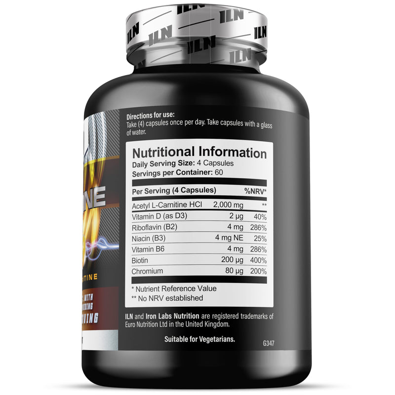 Acetyl L Carnitine Capsules (ALCAR) for Men & Women – 2000mg Acetyl L-Carnitine – Plus 6 Added Nutrients (240 Capsules) 240 count (Pack of 1)