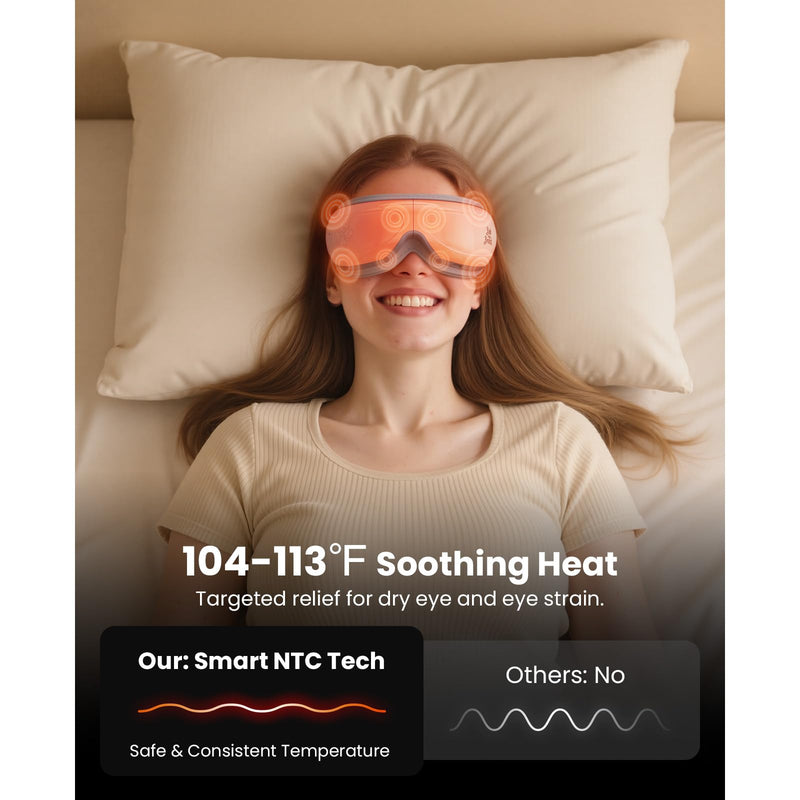 [Australia] - BOB AND BRAD Eye Massager FSA Eligible/HSA Eligible, EyeOasis 2 Heated Eye Mask for Migraines with Music, Smart Migraine Massager Reduce Dry Eyes Improve Sleep, Birthday Gifts for Women Men Mom Dad Pearl White (Deep Relaxation, Sleep Aid) 