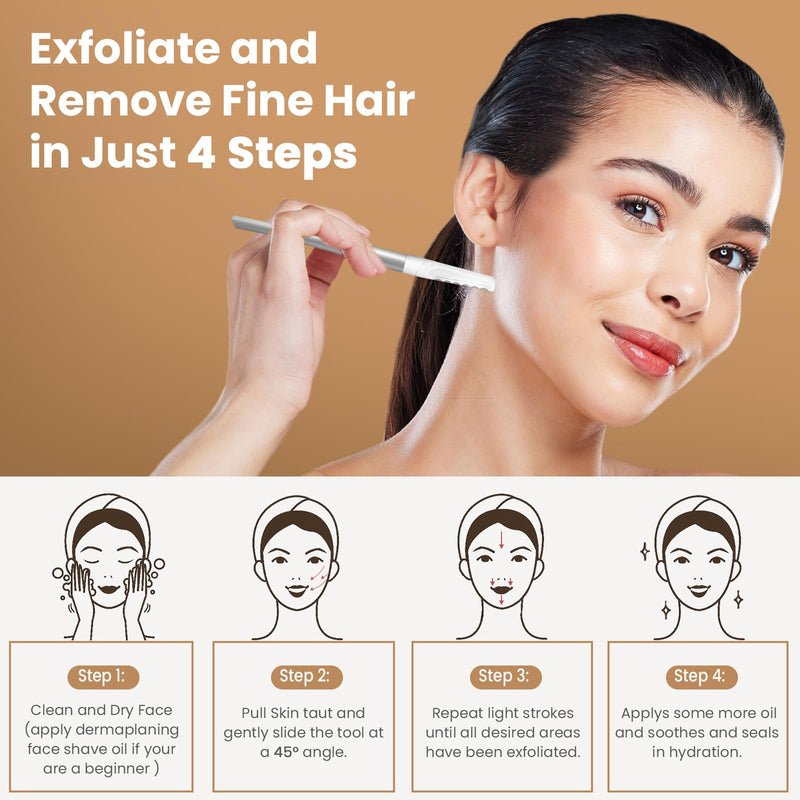 [Australia] - Dermaplaning Tool for Face, 20 Blade Refills, Dermaplane Razor for Face, Hair Remover Blade for Eyebrows and Peach Fuzz, Facial Shaver for Women That Helps Exfoliate and Smooth The Skin 