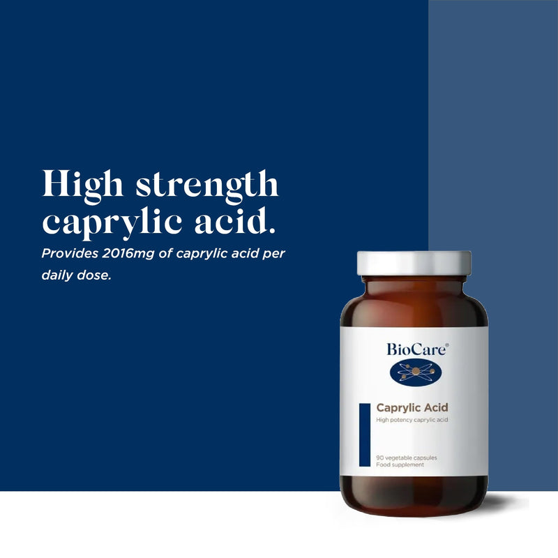 BioCare Caprylic Acid - High Strength Buffered with Calcium and Magnesiuma - Vegan Friendly - 90 Capsules
