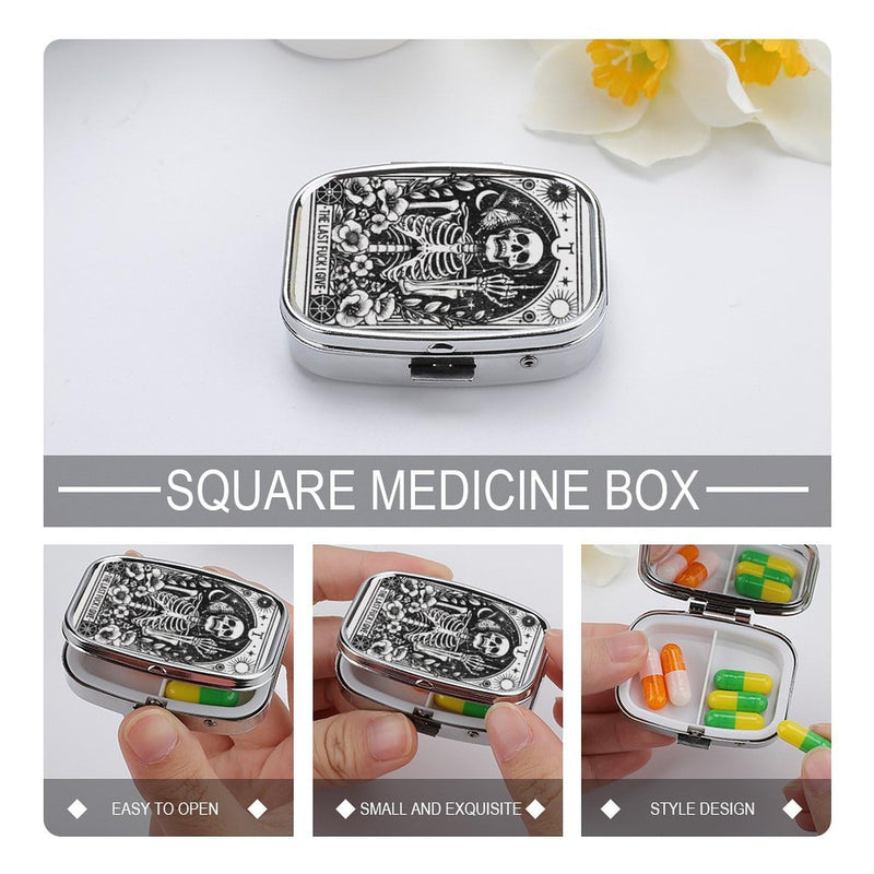 Metal 2 Compartment Pill Organizer Travel Friendly Portable Compact Pill Box Cute Pill Case to Hold Vitamins,Fish Oil,Supplements,Meds,Tablet for Purse,Pocket. (Last) Last
