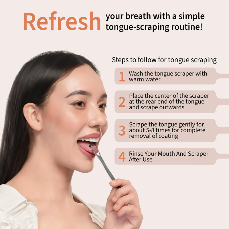 [Australia] - MasterMedi Tongue Scraper for Adults, 100% Stainless Steel Tongue Scrubber for Bad Breath, Easy to Use, Tongue Cleaner for Oral Care & Hygiene (SPTC-1|with Case) SP TC Pack of 1 (With Travel Case) 