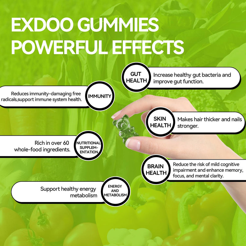 Super Greens Daliy Gummies Superfood Gummy | Sugar Free Support Women Men Digestive and Immune with Spirulina Chlorella Prebiotic Probiotic Postbiotic