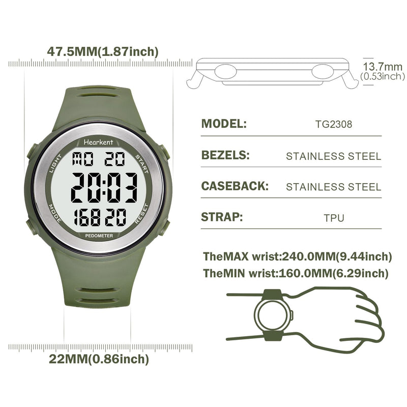 [Australia] - Waterproof Pedometer Watch for Senior Non Bluetooth No App Required with Steps Calories Counter and LCD Large Numbers black 